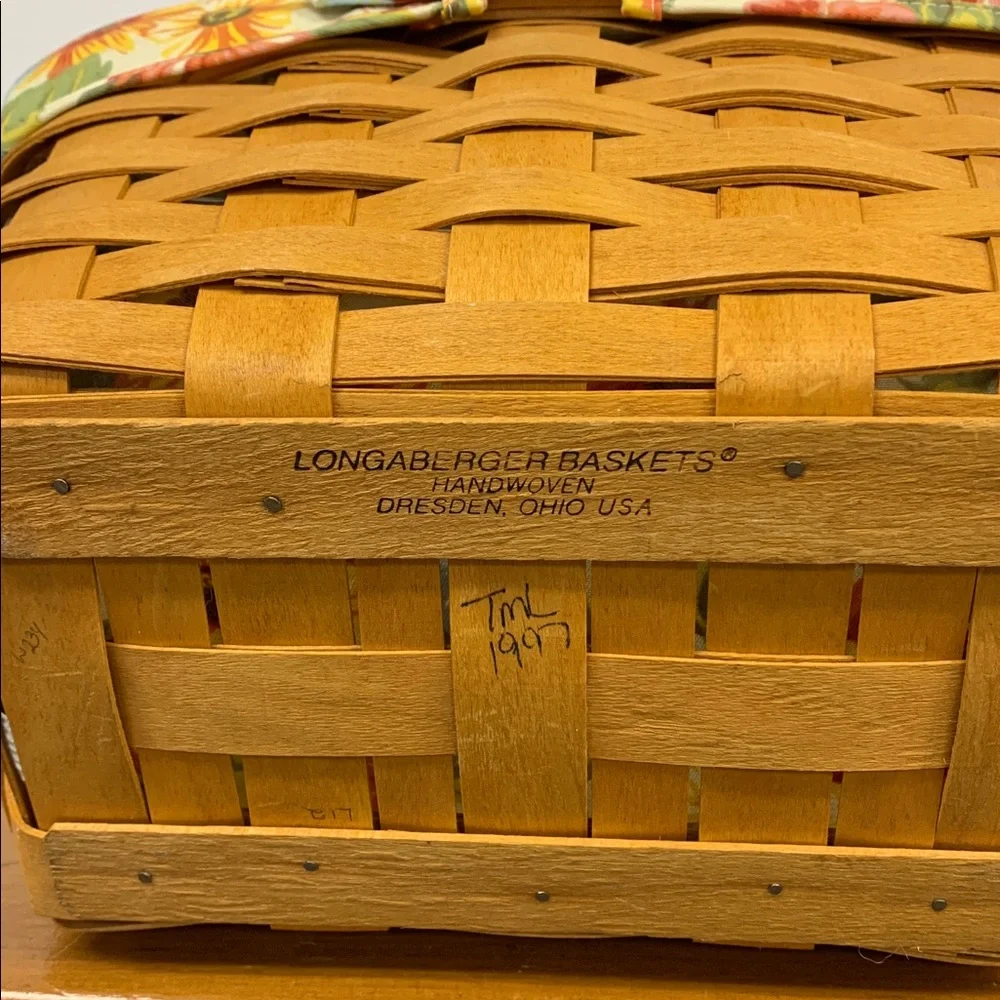 1997 Longaberger basket with floral liner.